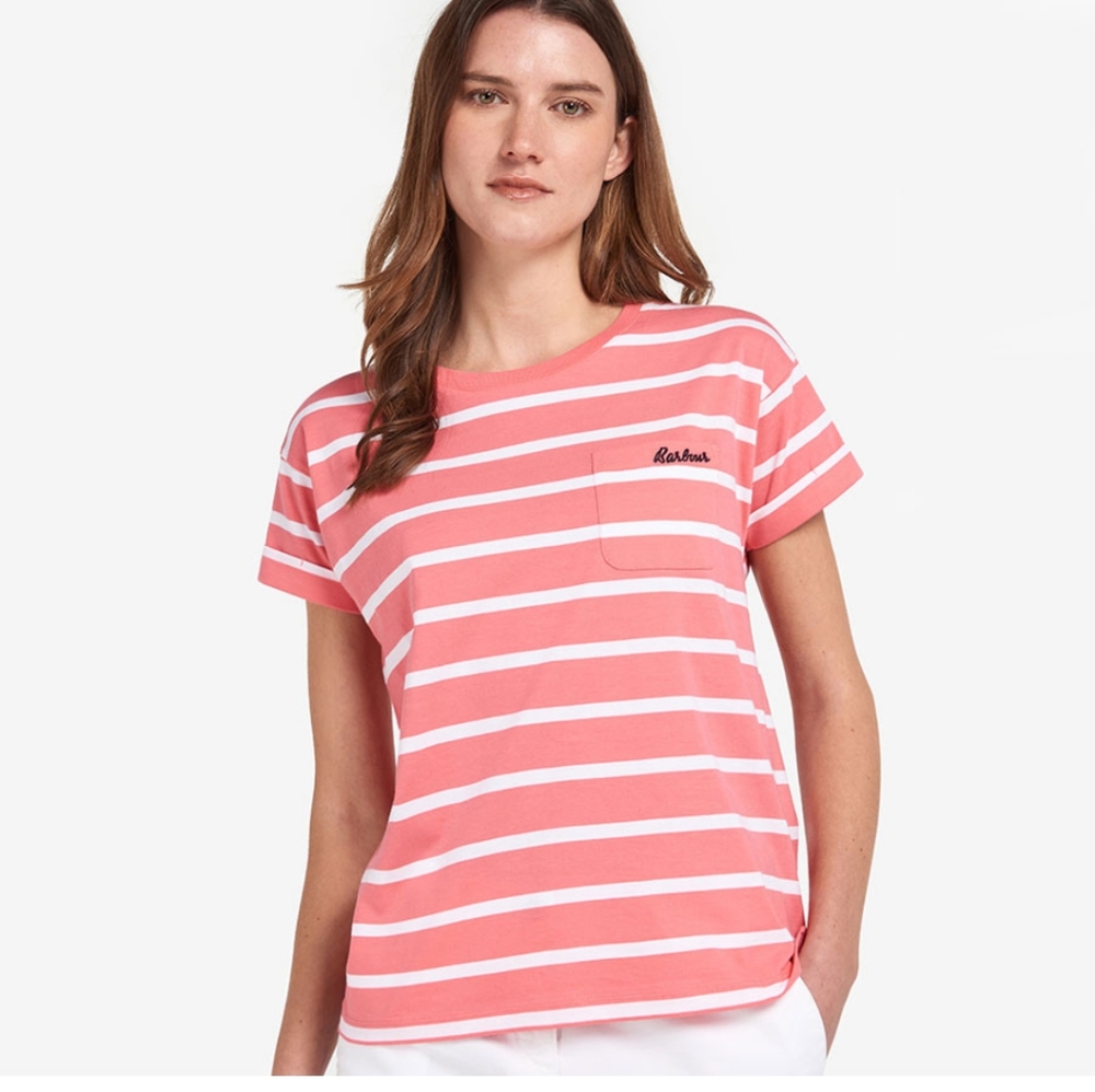 Barbour Pink and White Short Sleeve Tee